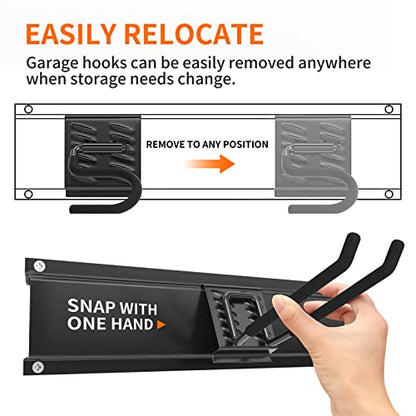 Garage Tool Organizer Wall Mount Garden Tool Organizer 11pcs Adjustable Garage Organizers with 8 Heavy Duty Hooks, Max Load 500lbs Garage Storage for Yard Garden Tools, Shovels, Trimmers, Hoses - size: 48 Inch 1.0