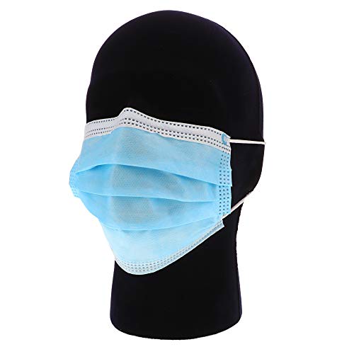 Disposable Face Masks Made in the USA, 50 Pack Blue Disposable Masks, 3 Ply Layer Soft, Disposable Mask, Breathable with Non Latex Elastic Ear Loops, Comfortable Nose.