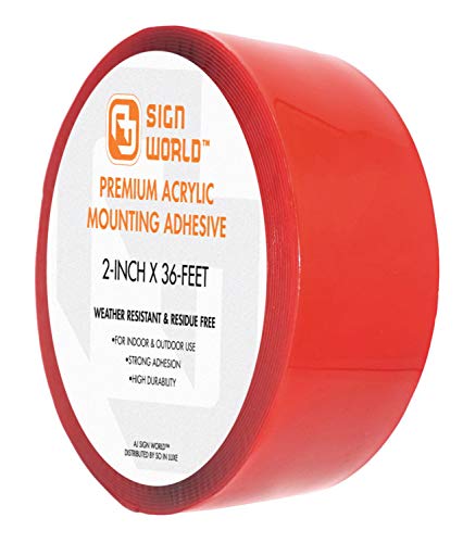 Best 2" Acrylic Double Sided Mounting Tape, Residue Free Upon Removal, Crystal Clear, Heavy Duty, Weather-Resistant (2-Inch x 36-Feet) - size: 2-Inch
