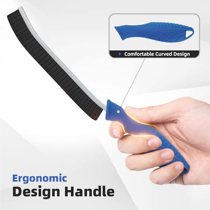 FOOGWEE Hard Bristle Crevice Cleaning Brush - Cleaning Supplies - Grout Cleaning Brushes for Household Use - Crevice Cleaning Tool for Bathroom, Home and Kitchen (3, Blue) - color: Blue