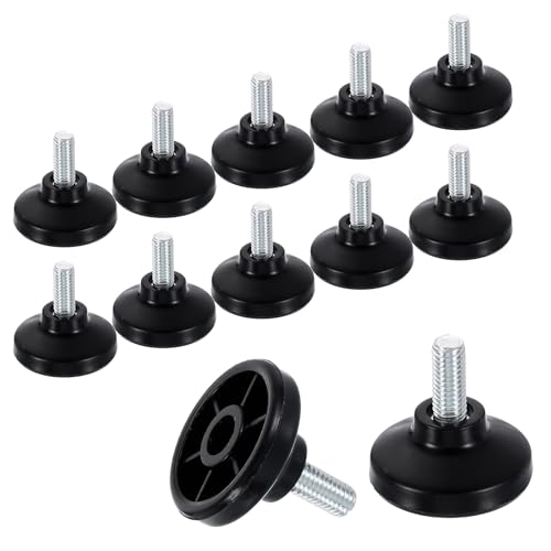 uxcell 12Pcs M8 Thread Furniture Feet Levelers, 27x14mm Adjustable Leveling Table Feet, Screw on Furniture Glide Leveling for Chair Stool Legs, Black - color: Black, size: M8x27x14mm