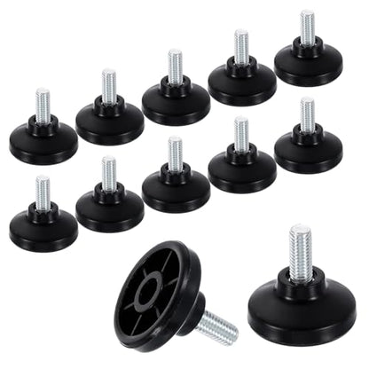 uxcell 12Pcs M8 Thread Furniture Feet Levelers, 27x14mm Adjustable Leveling Table Feet, Screw on Furniture Glide Leveling for Chair Stool Legs, Black - color: Black, size: M8x27x14mm
