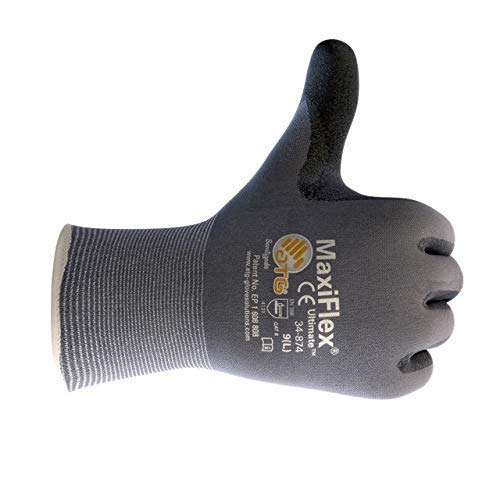 MaxiFlex Cut 34-8743 Cut Resistant Nitrile Coated Work Gloves with Green Knit Shell and Premium Nitrile Coated Micro-Foam Grip on Palm & Fingers - size: XX-Large