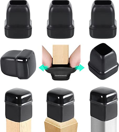 Ezprotekt 24 Pcs Chair Sliders for Carpet, Square Chair Glides for Carpet, Teflon Furniture Pads Glides, Bar Stool Protectors Caps, Furniture Sliders for Chair Table Desk Black (S Fit: 0.55"- 0.75") - size: S - Black