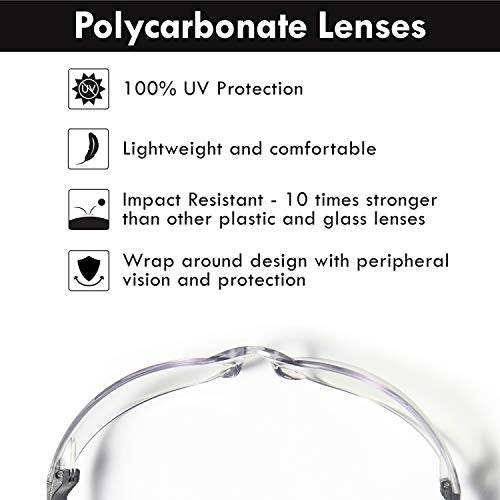 12 Pack Safety Glasses ANSI Z87+ Certified Protective Eyewear Goggles for Men and Women with UV Eye Protection - color: Clear
