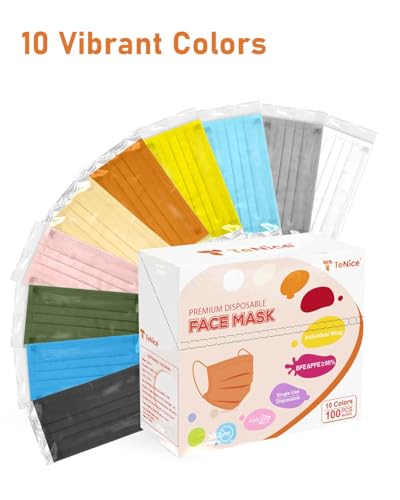 Face Masks Disposable 100 Pack, 4 Ply ASTM Level 3 Medical Grade, Breathable for Adult Outdoor Protection, Individually Wrapped for Home, School & Office, Glowing Dawn - color: Glowing Dawn