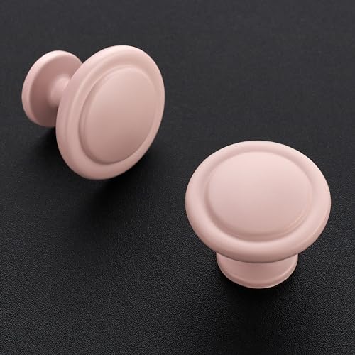 Ravinte 3 Pack 1-1/4 inch Kitchen Cabinet Knobs Pink Frosted Dresser Zinc Pulls Door Drawer Handles for Dresser Drawers - color: Pink