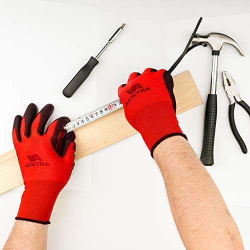 ACKTRA Ultra-Thin PU Safety WORK GLOVES 12 Pairs, WG002 Blue/Black, Large - color: Blue/Black, size: Large (Pack of 12)
