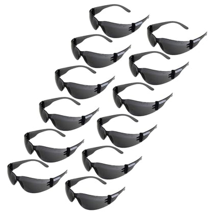 JORESTECH Safety Glasses, ANSI Z87+ Compliant, Impact-Resistant Polycarbonate Lenses, UV Protection, Anti-Scratch Coating, 12-Pack - color: Smoke