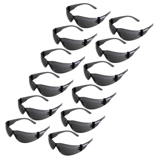 JORESTECH Safety Glasses, ANSI Z87+ Compliant, Impact-Resistant Polycarbonate Lenses, UV Protection, Anti-Scratch Coating, 12-Pack - color: Smoke