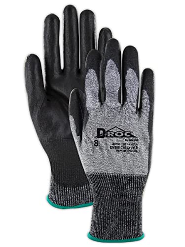 MAGID D-ROC ANSI A4 18-Gauge Hyperon PU Coated Palm Work Gloves, 1 Pair, Size 10/XL, GPD584 - size: 5/XXS, style: 12 Pair