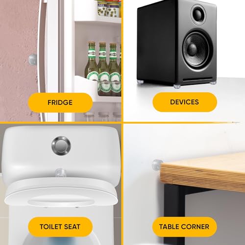 Vellax 16 Clear Silicone Door Bumpers – Self-Adhesive Wall Protectors for Door Knobs, Handles & Headboards – Quiet Rubber Pads for Impact Protection - style: 16 Deep Domes