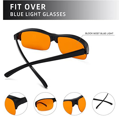Eyekepper 100% Anti-Blue Light Blocking Fitover Glasses Wear Over Computer Glasses With Amber Lens - color: 1801-black-100% Blue Light Blocking