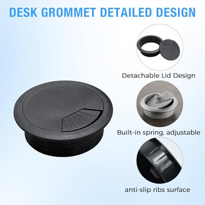 Desk Grommet 2-3/8" (60 mm), Desk Cord Hole Cover, Cable Grommet ABS Plastic, Desk Hole Grommet for Office and Home Table Cable, Detachable Adjustable Cable Cord Organizer (Reddish Brown 4 Pcs) - size: 2-3/8" (60 mm), style: 4 pcs Reddish Brown