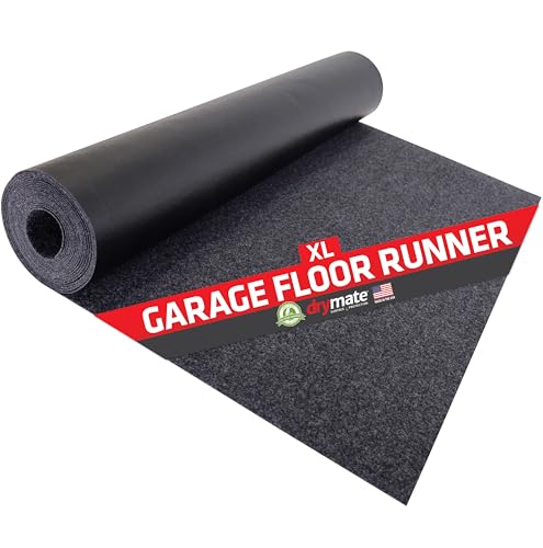 Drymate Garage Floor Runner Mat, (18' x 2'6"), Protects Surfaces, Absorbent, Waterproof, Slip-Resistant, Quick Dry Carpet Fabric, Trimmable & Washable (USA Made) (Charcoal) - size: 18' x 2'6"