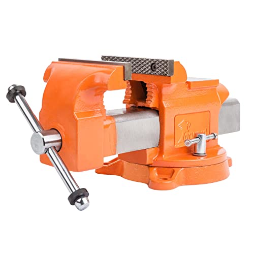 Forward Bench Vise 4 Inch Ductile Iron Bench Vice with 360 Degree Swivel Base and Channel Steel Guide Bar 30404 (4") - size: 4 Inch