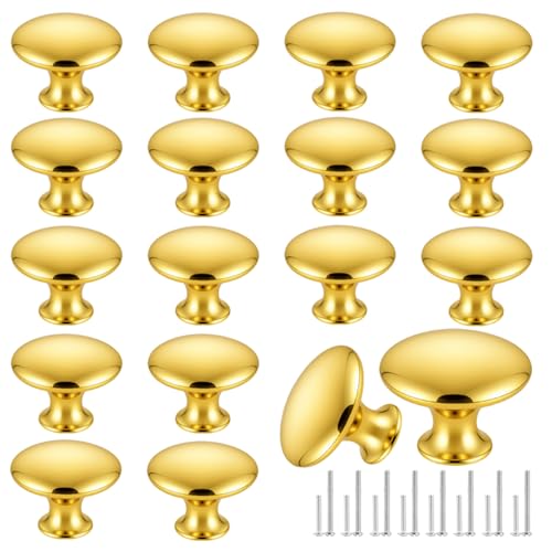 Romeda 18 Piece Drawer Knobs, Gold Cabinet Knobs with Screw, 30mm Drawer Pulls for Dresser, Kitchen, and Cabinet Drawers - color: 18 Pack | Round Top-type Gold