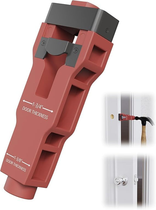 Door Latch Installation Kit with Mortise Blade, Door Latch Mortise Kit Template for Easy Accurate Professional Cut Fits 1-3/8" to 1-3/4" Thick Wooden Doors (Red)