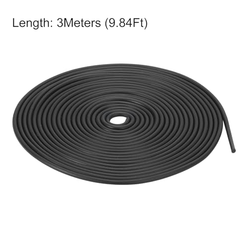 uxcell Nitrile Rubber Round Seal Strip, 3mm(1/8") Diameter 3 Meters (9.84Ft) Long Hard Solid Rubber Weather Stripping for DIY Gasket, Industrial Equipment, and Furniture - size: 3mmx3m