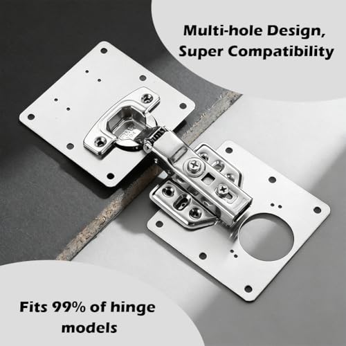 24Pcs Cabinet Hinge Repair Plate, Multi-Hole Design Fits Most Hinges, Stainless Steel Hinge Repair Kit with Screws&Screwdriver for Kitchen Cabinet & Cupboard Doors