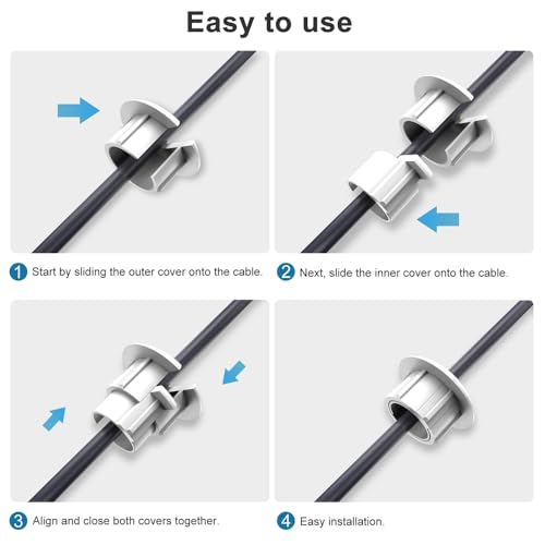 Furniture Wall Hole Bushing Cable Grommet for Starlink Ethernet Cable,Covering 3/4 inch Desk Holes,Universal Cable Management Wire Organizer Pass Through Holes Cover Kits (White - 4 Pack) - color: White - 4 Pack