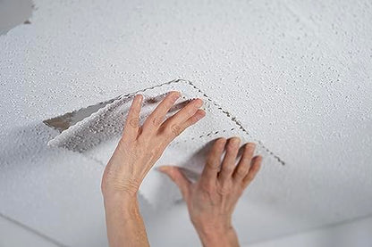 Hyde 09954 Popcorn Ceiling Patch Repair Kit, White, 2 9x6-inch Patches, 2 4-inch Round Patches, 2 Ounces of Joint Compound Drywall Mud, 2 Cotton Swabs - size: 2 9x6-inch Patches,, style: Peel and Stick