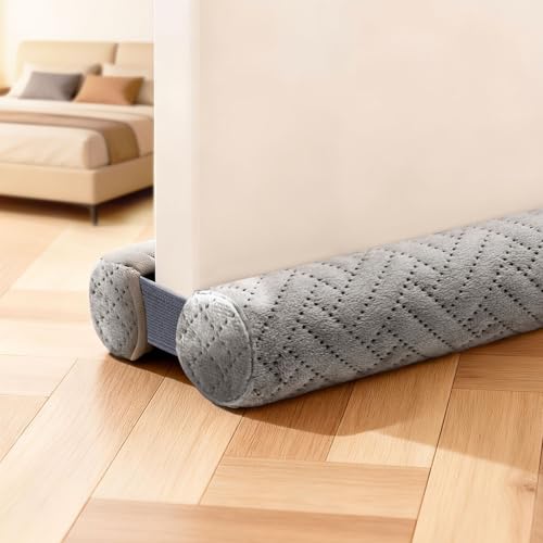 Premium Velvet Under Door Draft Stopper Noise Blocker – Blocks Drafts, Dust, Noise & Light, 32-36 Inch Adjustable Door Sweep Gap Filler Bottom Door with Secure Hook & Loop Tabs - size: 0.25-1.5 inch