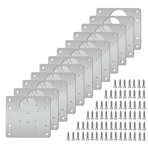 12PCS Cabinet Hinge Repair Plate, Stainless Steel Hinge Repair Brackets Kit for Kitchen Cupboard Door with Fixing Screws