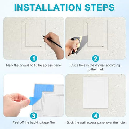 M METERXITY 2-Pack Access Panel for Drywall, 7x5 Inch Plastic Self Adhesive Wall Hole Cover Access Doors for Wiring Cable/Ceiling, Removable Plumbing Wall Panel [White, Rectangle] - color: White