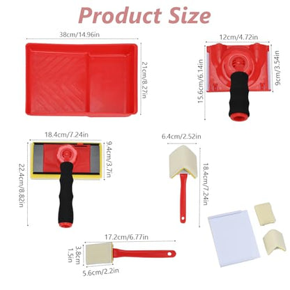 Professional 7-Inch Paint Edger Kit with 360° Pivot Handle | 10-Piece All-in-One Set Includes Trim Edger, Corner Pad, Detail Brush, Tray & Refill Pads | for Walls, Ceilings, Baseboards