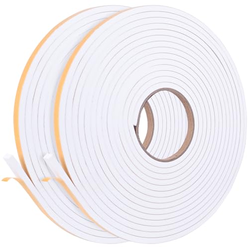 Kikerike Self Adhesive Foam Tape Weatherstrip 1/4In x 1/4In x 33Ft High Density Foam Insulation Strips Seal Weather Stripping with Strong Adhesive for Door and Window Sound Isolation Soundproofing - size: 1/4in X 1/4in X 33ft