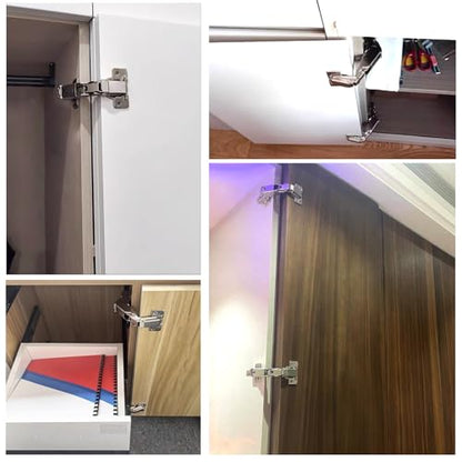 2Pack 180 Degree Cabinet Hinges for Older Cabinets,Stainless Steel Repair Plate,Concealed Hinge,Lazy Susan Cabinet Door Hinge Frameless﻿(Full Overlay)