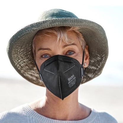 benehal NIOSH Approved N95 Face Masks Particulate Respirators, Pack of 25 N95 Masks, Individually Wrapped, Black - color: Black, size: 25 Count (Pack of 1)
