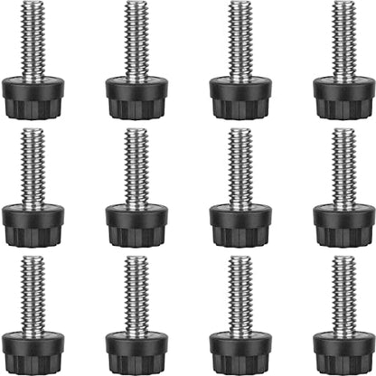 Adjustable Furniture Levelers Screw Stainless Steel Leveling Feet 1/4" Threaded Screw Table Levelers Chair Levelers Feet for Table Chair Cabinet Furniture Legs-12 Packs Small - color: 12 Packs