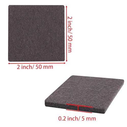 2inch Square Felt Furniture Pads, 16Pcs Self Adhesive Cuttable Felt Furniture Leg Pads Floor Protectors Furniture Sliders for Hardwoods Floors, Brown - size: 2x2inch