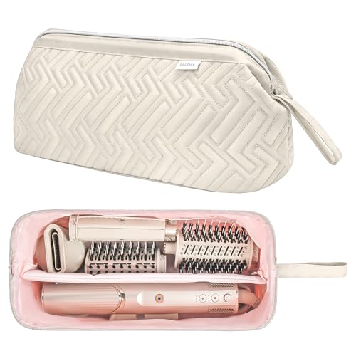 Leudes Hair Tools Travel Bag for Shark Flexstyle Carrying Case Portable Shark Hair Air Wrap Dryer Case Waterproof Dustproof Flat Curling Iron Travel Organizer (Beige) - color: Beige, size: 467.17 cubic inches