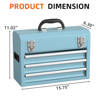 Heavy-Duty Metal Tool Chest with Drawers, Powder-Coated for Garage & Home (Blue) - color: Blue