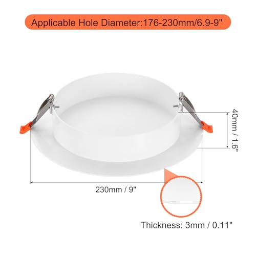 9-Inch Spring Mount Ceiling Cover Plates, Recessed Light Trim Wall, Downlight Hole Cap Decorative Panel with Buckle Fit 6.9-9inch Round Hole Ceiling Openings, White 1 Pack - size: Fit: 6.9-9inch