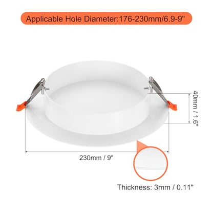 9-Inch Spring Mount Ceiling Cover Plates, Recessed Light Trim Wall, Downlight Hole Cap Decorative Panel with Buckle Fit 6.9-9inch Round Hole Ceiling Openings, White 1 Pack - size: Fit: 6.9-9inch