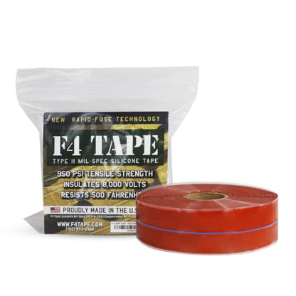 Bond It F4 Emergency Self-Fusing Silicone Tape, Repair Plumbing Pipe & Radiator Hose Leak, Electrical Insulation, Permanent Bonding, Waterproof, 1" x 36' x 20mil, Red - color: Red Oxide
