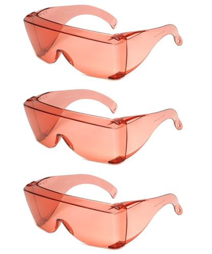 Calabria 3000 Fitover Safety Glasses with Uni-Lens – [Pink Fl-41-3 Pack] Wrap Around Eye Protection | Anti-Fog Scratch Resistant | Protective Eyewear - color: Pink Fl-41 (3 Pack)