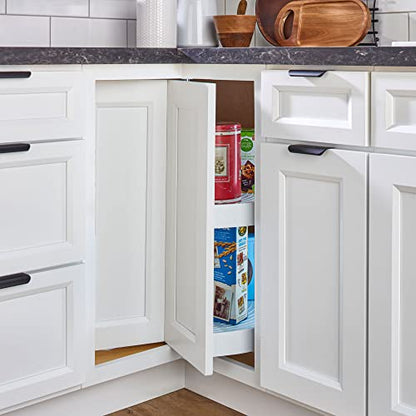Rev-A-Shelf 28" Pie-Cut Dual Tier Lazy Susan Organizer for Corner Wall Kitchen Cabinets, Plastic Home Rotating Storage Shelves, White, 2942-28-11-1 - size: 28 in