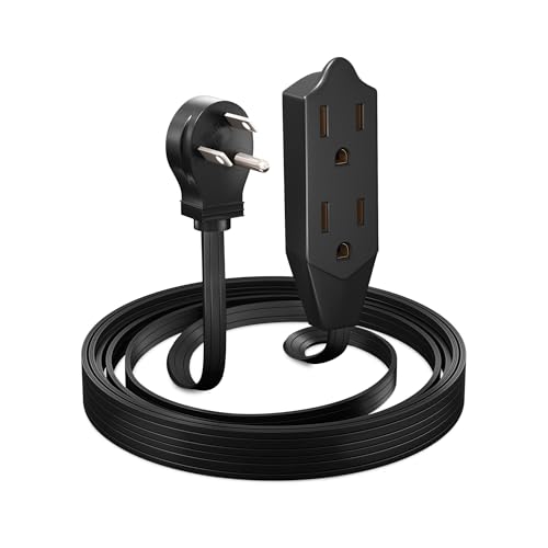 Maximm Cable 3 Feet Flat Plug Extension Cord/Wire, Multi Outlet - 3 Prong Angled Plug Extension Cord - Black UL Certified - color: Black, size: 3 Feet, style: 1 Pack
