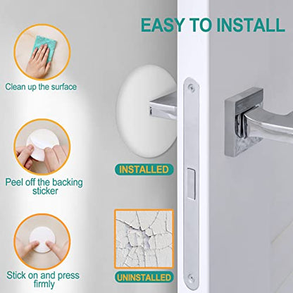 [3.15"] Door Stoppers Wall Protector, 6 Pcs Large White Silicone Door Bumpers with Strong Thickened Adhesive,Shock Absorbent Door Knobs Wall Protectors to Cover up Damage and Protect Wall Surfaces
