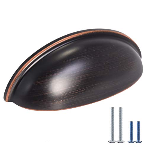 HOMOTEK 6 Pack Drawer Bin Cup Pulls Dresser Pulls for Cabinets Oil Rubbed Bronze - 3 Inch Hole Centers Furniture Handles,Kitchen Cabinet Hardware - color: Oil Rubbed Bronze, size: 6 Pack