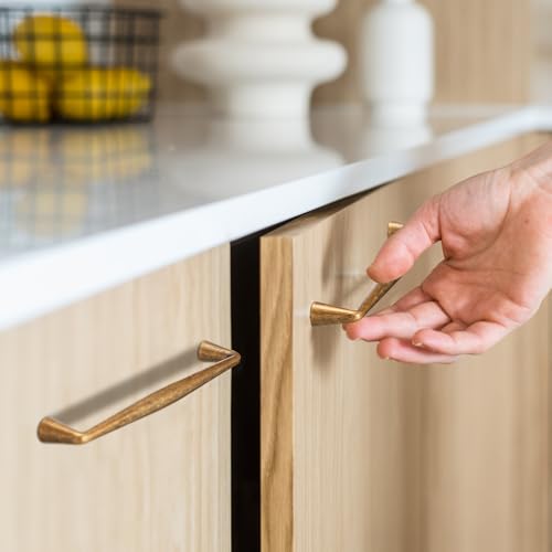 Frienda 20 Pcs Antique Brass Cabinet Bar Pulls 5.5 Inch and Zinc Alloy Cabinet Knobs 1 Inch, Long and Round Pulls Handles Set Retro Hardware for Kitchen, Drawers, Closets, Wardrobes, Cupboards