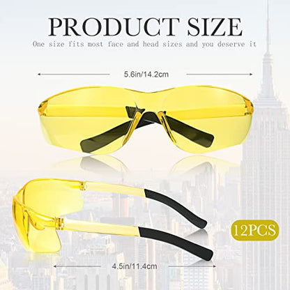 Queekay 12 Pack Safety Glasses Bulk Impact UV Scratch Glasses Protective Eyewear for Men Women Adolescents Eye Protection for Work Lab Construction Science (Amber) - color: Amber