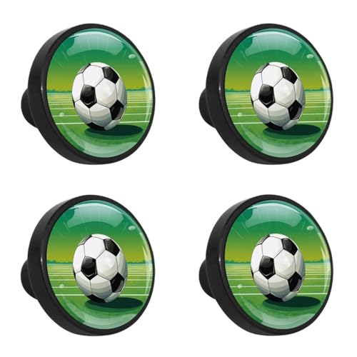 4PCS Round Kitchen Cabinet Knobs with Screws, Drawer Pulls Dresser Knobs, Soccer - color: color6119