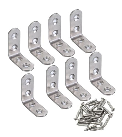 4 Pack Flat Mending Plate for Wood, Stainless Steel Straight Brackets Flat Repair Fixing Wood Brace Joining Plates Connector with Fixing Screws (8, L-Shaped Bracket 0.78*1.77*1.77in) - size: L-Shaped Bracket 0.78*1.77*1.77 in