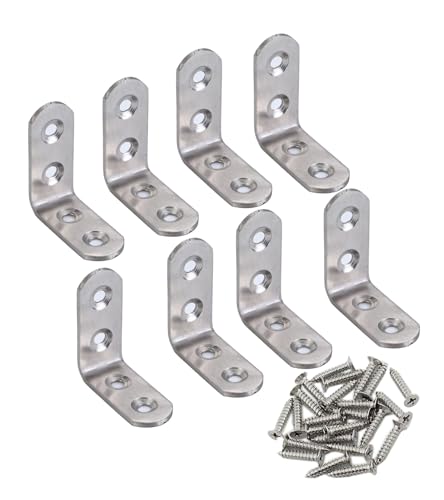 4 Pack Flat Mending Plate for Wood, Stainless Steel Straight Brackets Flat Repair Fixing Wood Brace Joining Plates Connector with Fixing Screws (8, L-Shaped Bracket 0.78*1.77*1.77in) - size: L-Shaped Bracket 0.78*1.77*1.77 in
